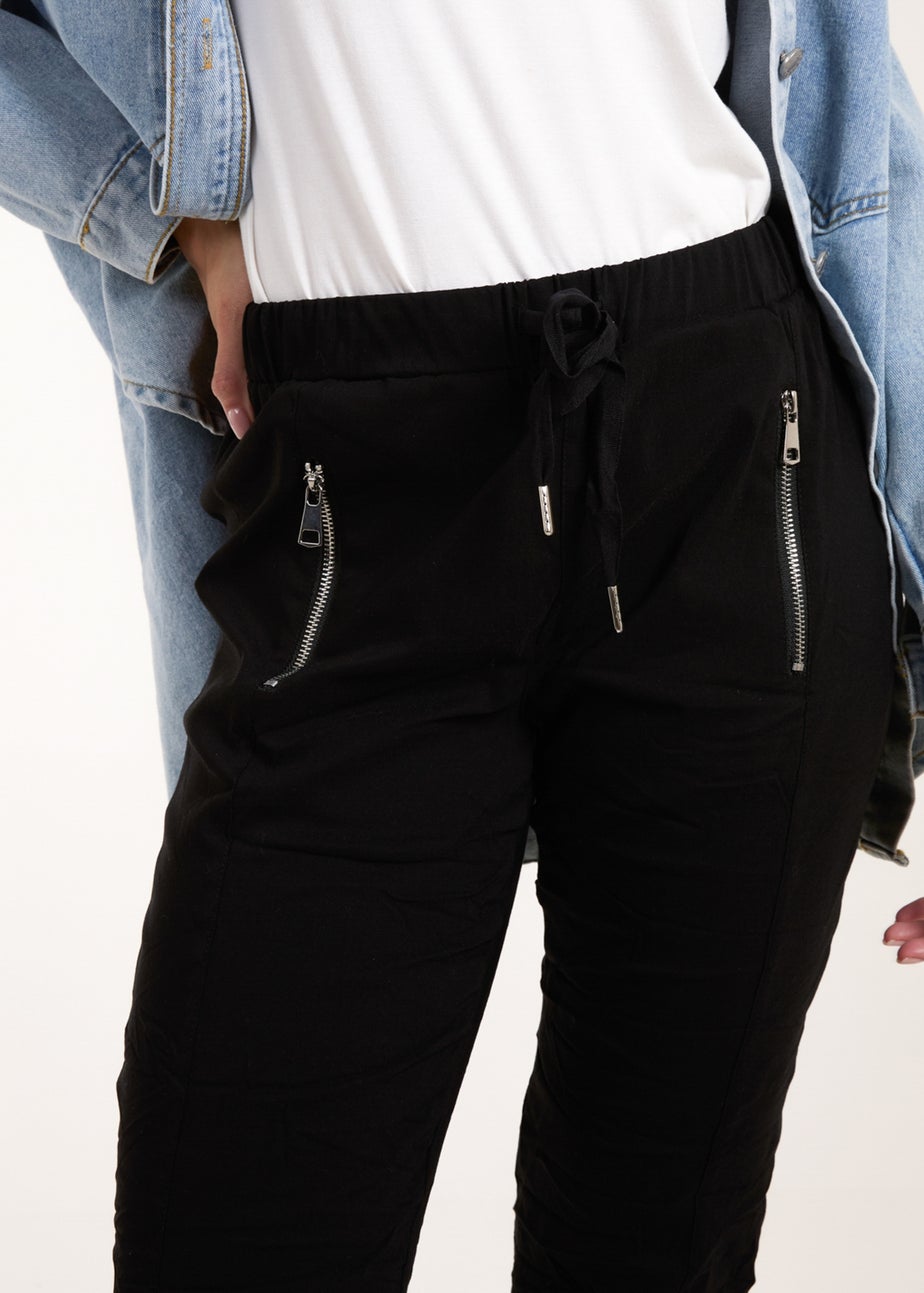 Blue Vanilla Black Zip Drawstring Trousers