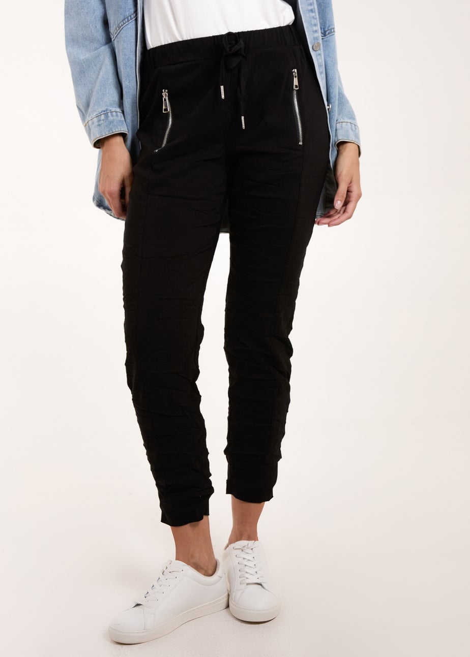 Blue Vanilla Black Zip Drawstring Trousers