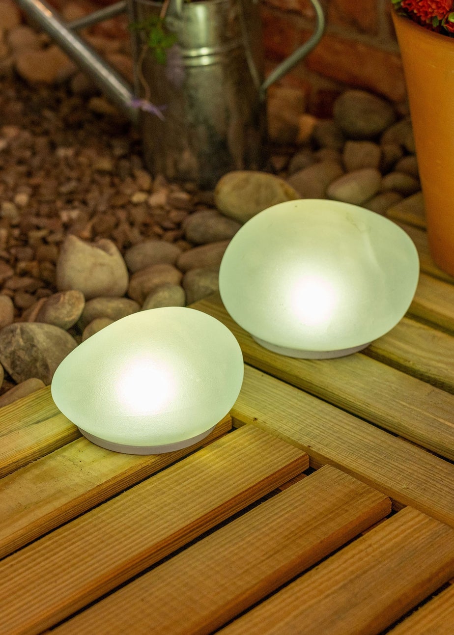 ValueLights Pebble Solar Lights Set of 2 (10.9cm x 12.5cm x 16.7cm)