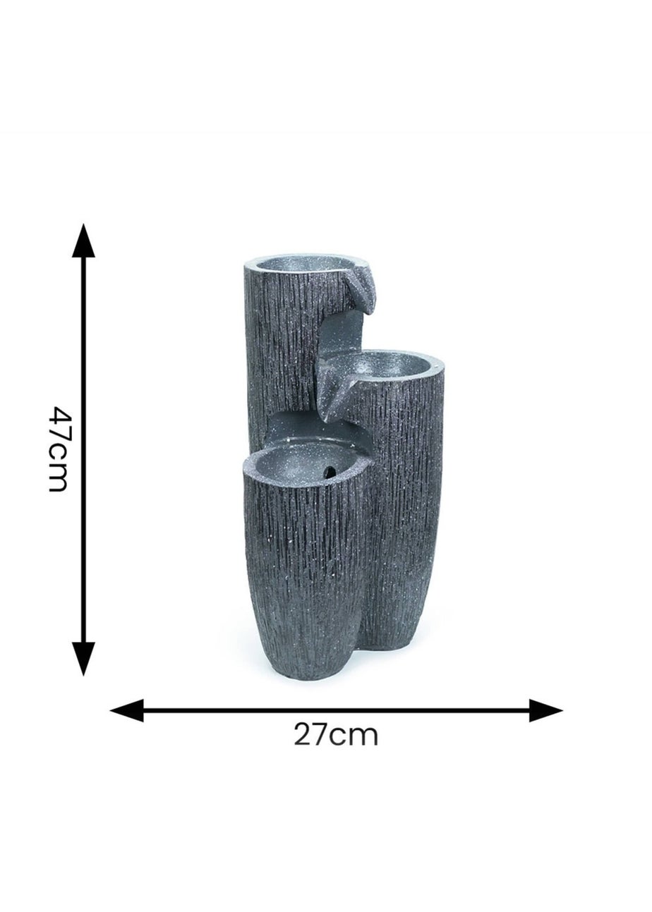 ValueLights Grey Logs Design Solar Water Fountain (47cm x 27cm x 27cm)