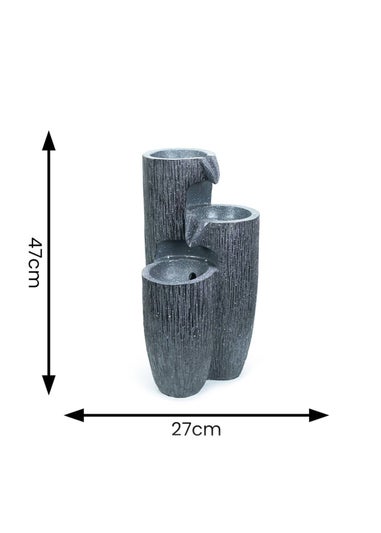 ValueLights Grey Logs Design Solar Water Fountain (47cm x 27cm x 27cm)