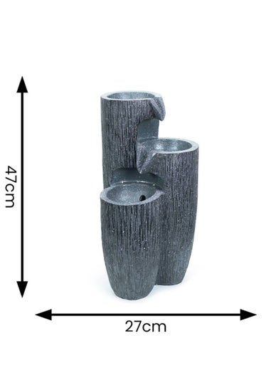 ValueLights Grey Logs Design Solar Water Fountain (47cm x 27cm x 27cm)