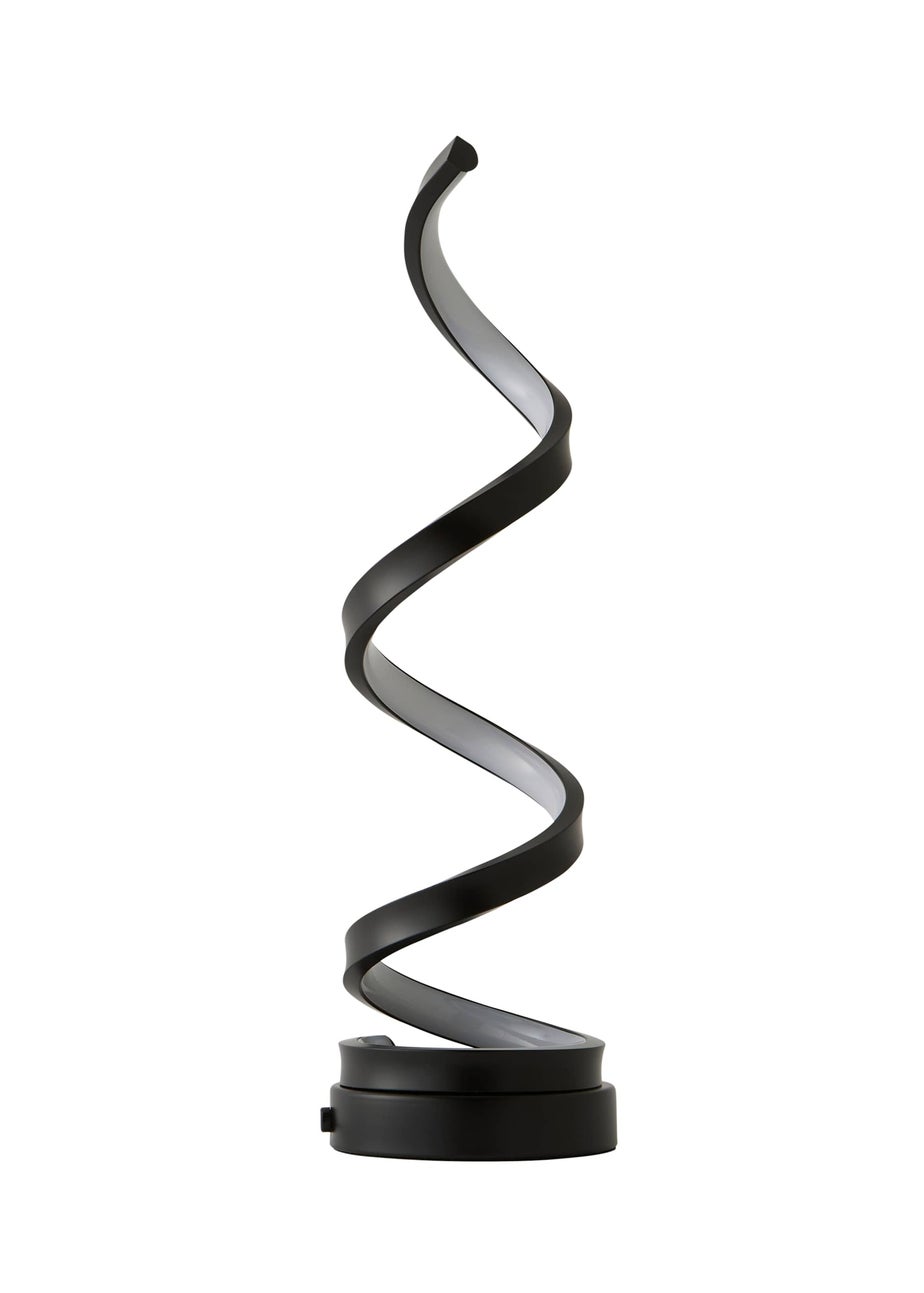 ValueLights Infinity  Matt Black Single Twist LED Table Lamp (41.5cm x 12cm x 12cm)