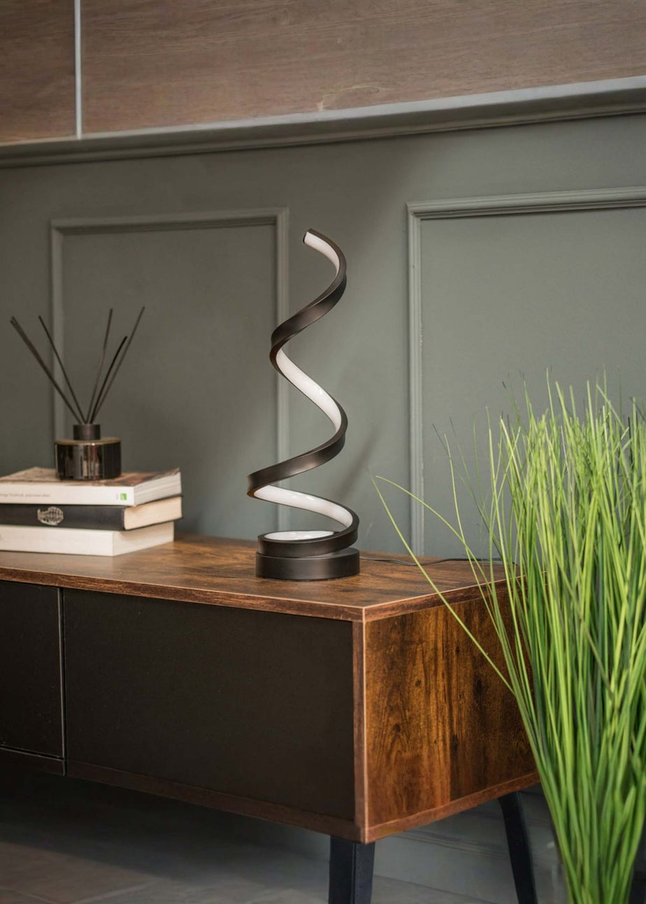 ValueLights Infinity  Matt Black Single Twist LED Table Lamp (41.5cm x 12cm x 12cm)