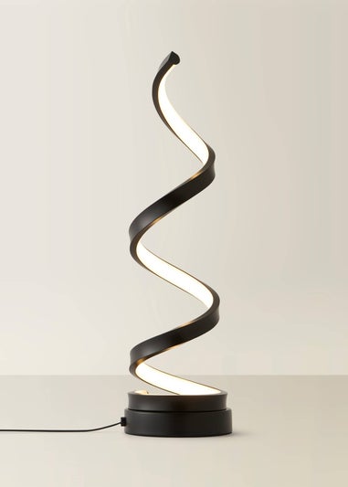 ValueLights Infinity  Matt Black Single Twist LED Table Lamp (41.5cm x 12cm x 12cm)