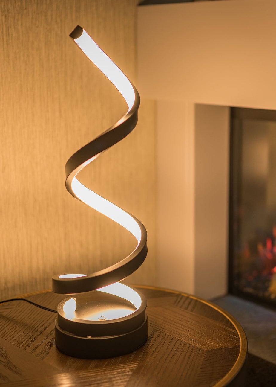 ValueLights Infinity Matt Black Single Twist LED Table Lamp (41.5cm x 12cm x 12cm)