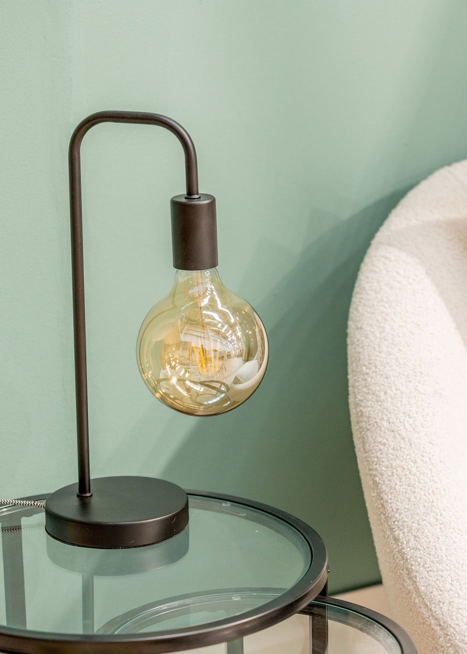 ValueLights Bronx Black Metal Table Lamp (40.5cm x 17cm x 14cm)