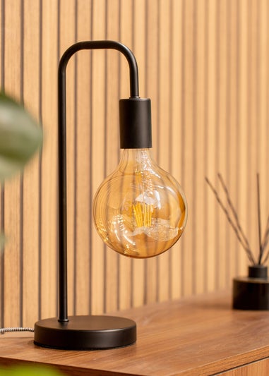 ValueLights Bronx Black Metal Table Lamp (40.5cm x 17cm x 14cm)