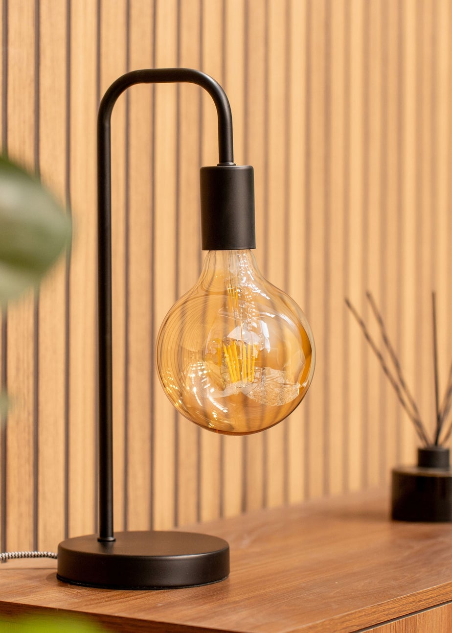 ValueLights Bronx Black Metal Table Lamp (40.5cm x 17cm x 14cm)