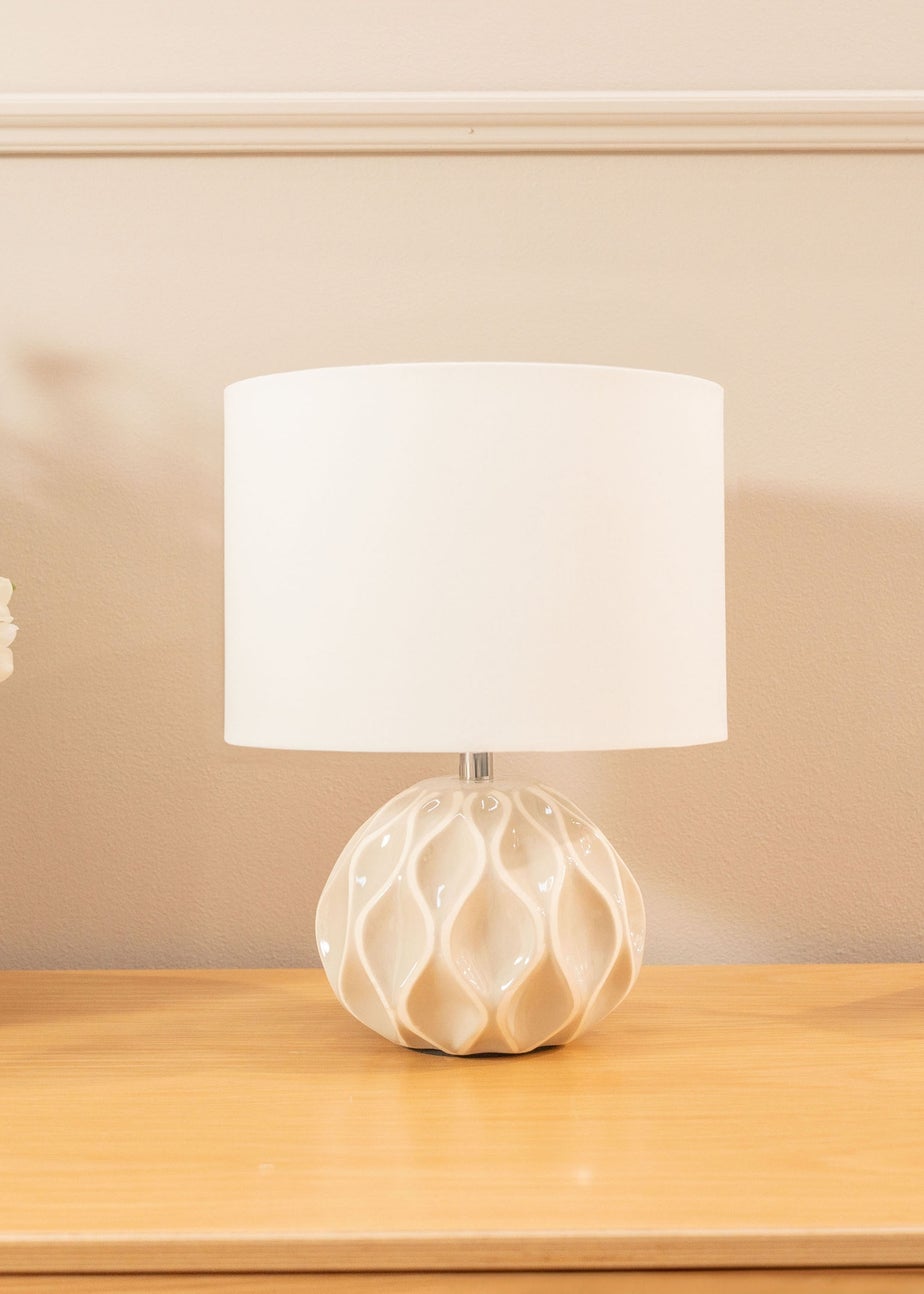 ValueLights Luca Natural Ceramic Table Lamp (30cm x 23cm x 23cm)