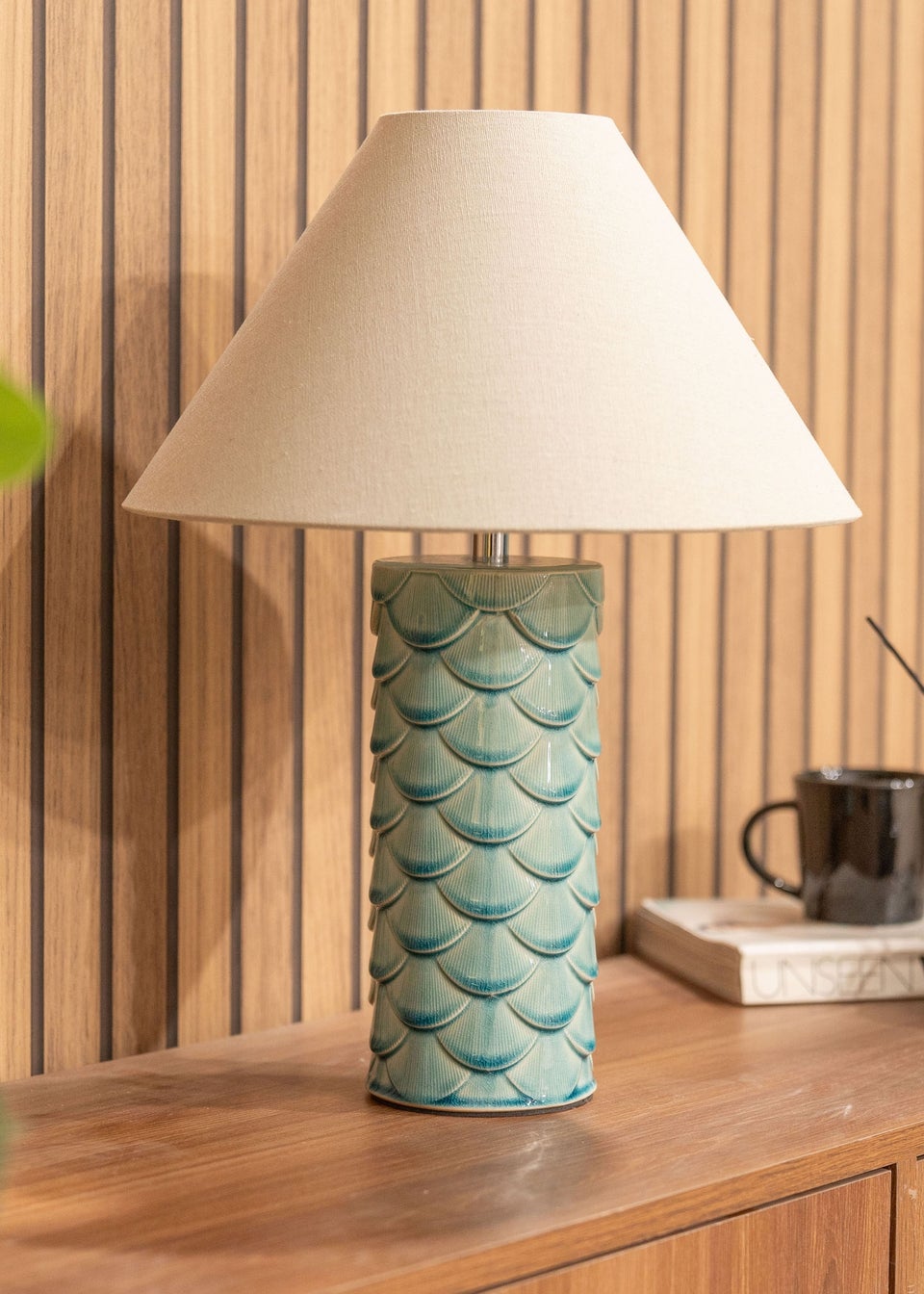 ValueLights Athena Blue Ceramic Table Lamp (42cm x 32.5cm x 32.5cm)