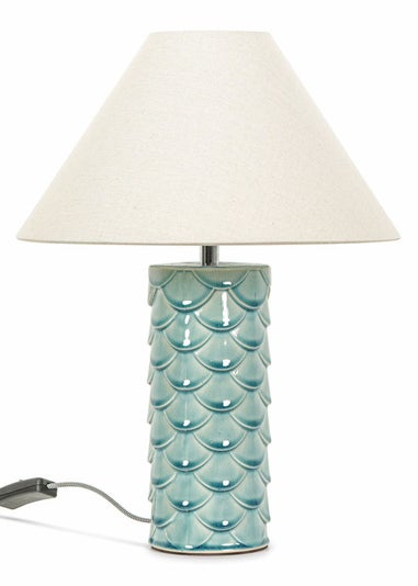ValueLights Athena Blue Ceramic Table Lamp (42cm x 32.5cm x 32.5cm)