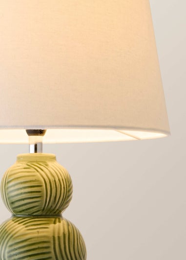ValueLights Mia Green Ceramic Table Lamp (52cm x 30cm x 30cm)