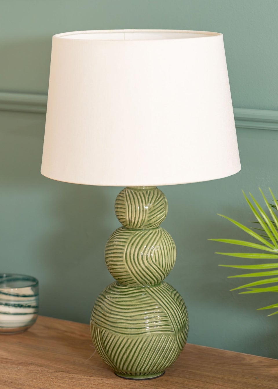 ValueLights Mia Green Ceramic Table Lamp