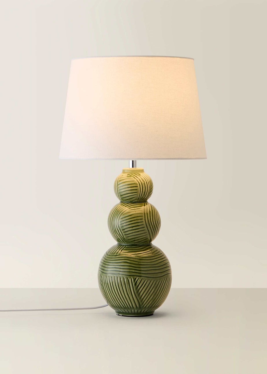 ValueLights Mia Green Ceramic Table Lamp (52cm x 30cm x 30cm)