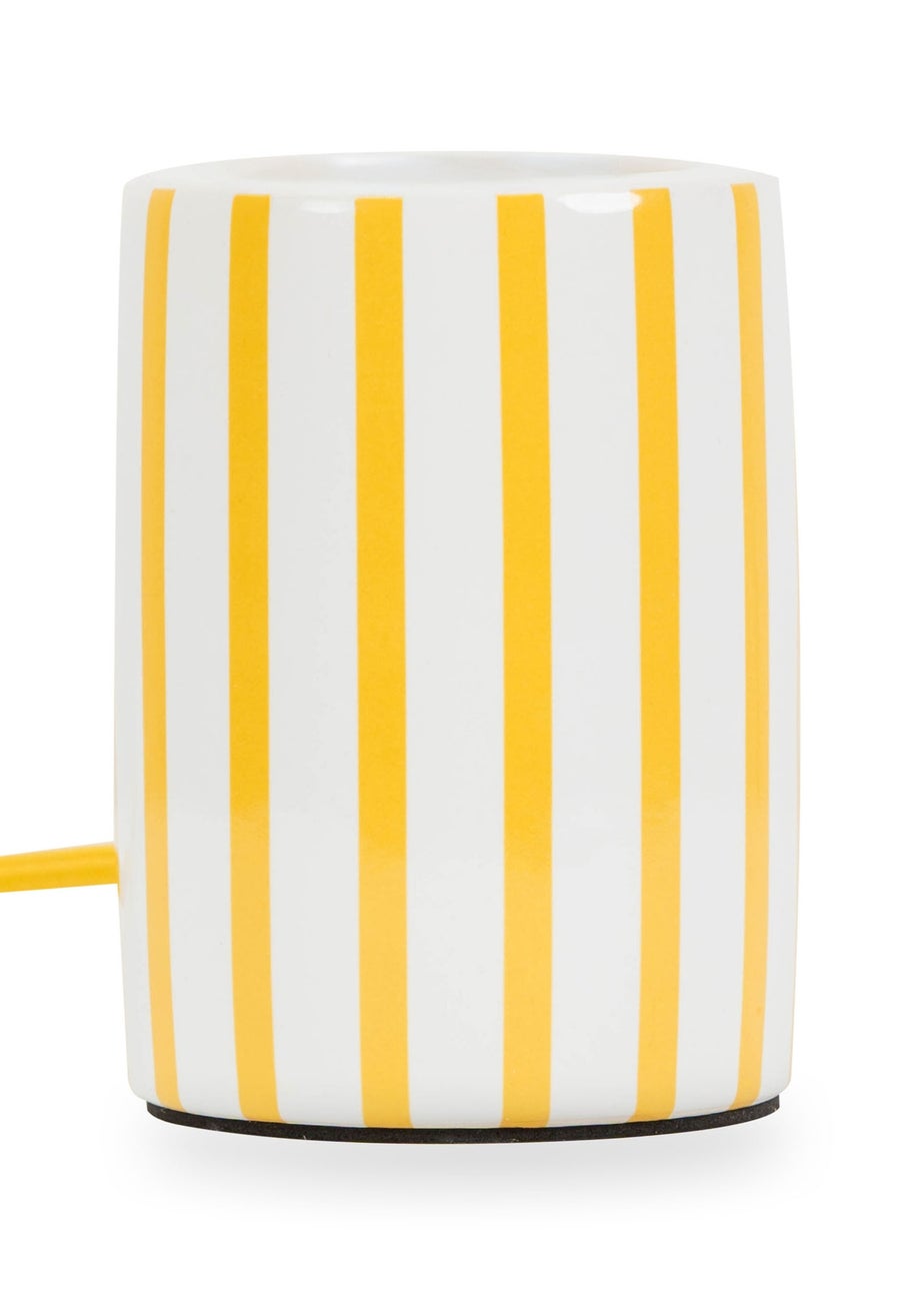 ValueLights Yellow Stripe Ceramic Table Lamp Base (11cm x 8cm x 8cm)