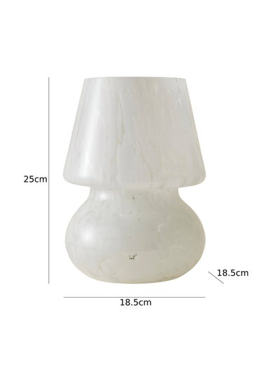 ValueLights Beau White Confetti Glass Table Lamp (25.5cm x 19cm x 19cm)