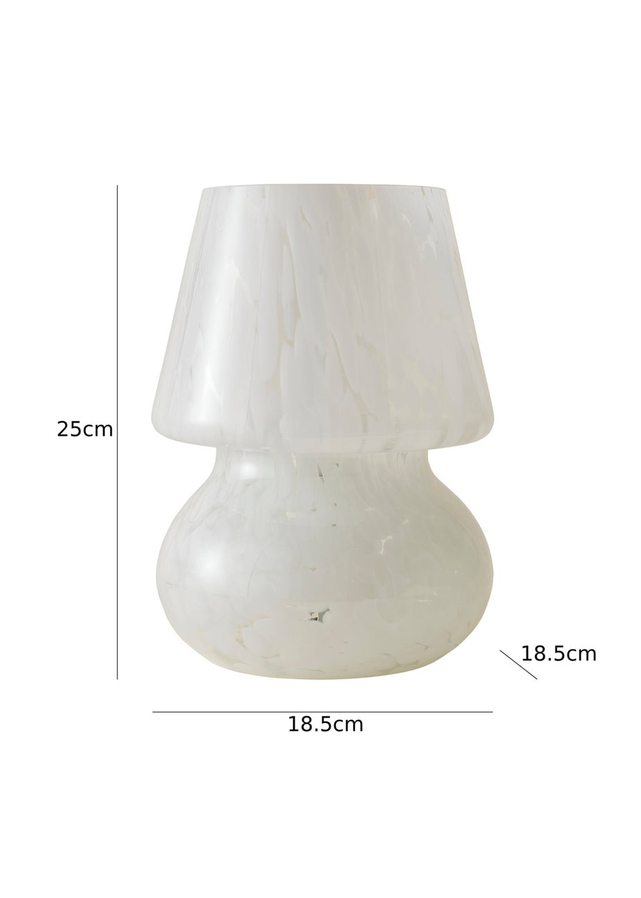 ValueLights Beau White Confetti Glass Table Lamp (25.5cm x 19cm x 19cm)