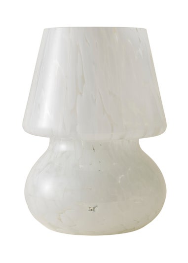 ValueLights Beau White Confetti Glass Table Lamp (25.5cm x 19cm x 19cm)