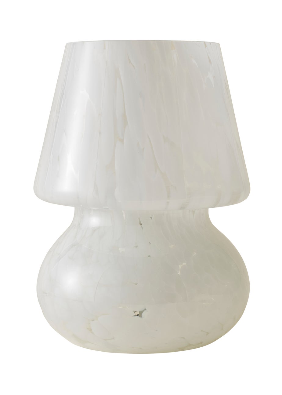 ValueLights Beau White Confetti Glass Table Lamp (25.5cm x 19cm x 19cm)