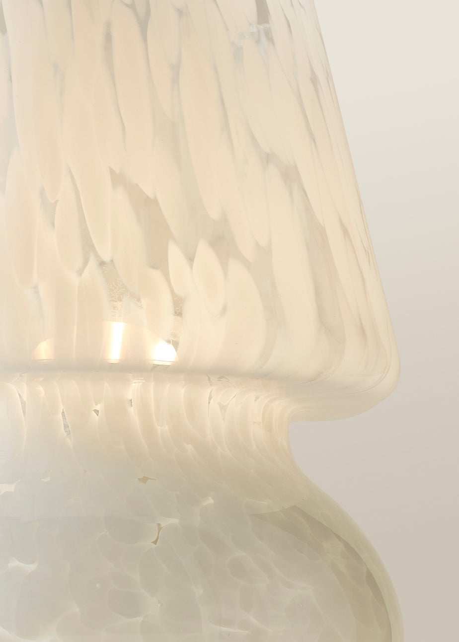 ValueLights Beau White Confetti Glass Table Lamp (25.5cm x 19cm x 19cm)