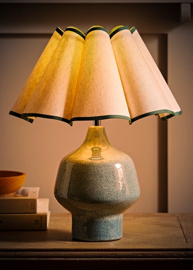 ValueLights Jamie Green Ceramic Table Lamp (43cm x 36cm x 36cm)