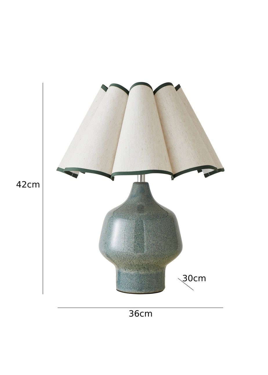ValueLights Jamie Green Ceramic Table Lamp (43cm x 36cm x 36cm)