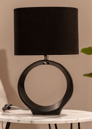 ValueLights Tia Black Ceramic Table Lamp (41cm x 24.5cm x 15.5cm)