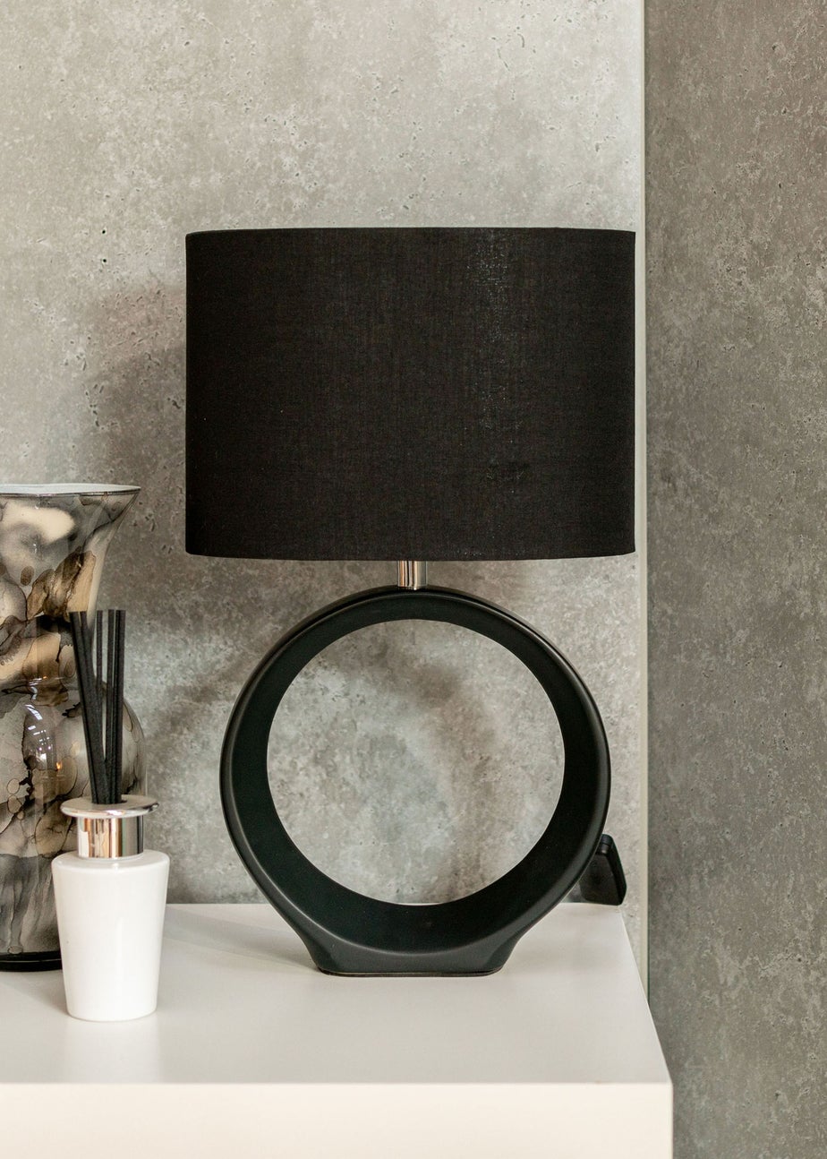 ValueLights Tia Black Ceramic Table Lamp (41cm x 24.5cm x 15.5cm)