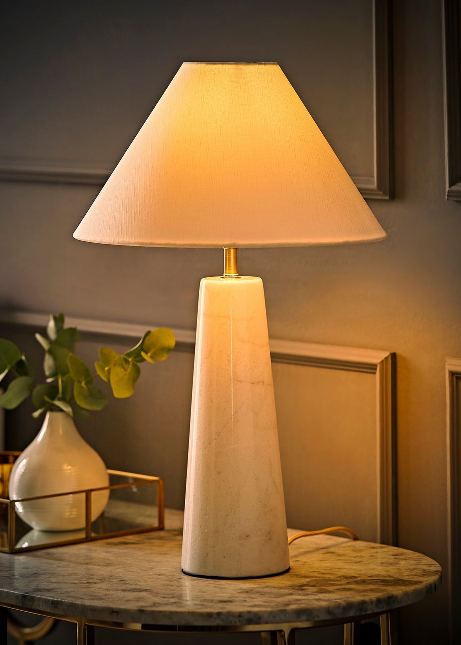 ValueLights Margot White Marble Table Lamp (45cm x 32cm x 32cm)