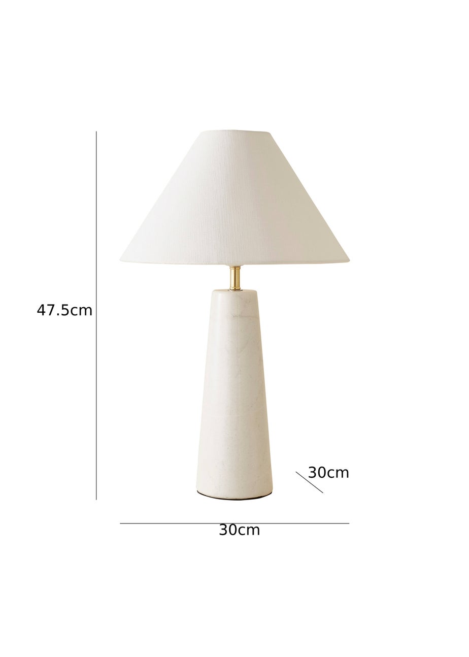 ValueLights Margot White Marble Table Lamp (45cm x 32cm x 32cm)