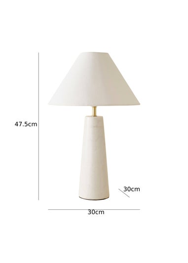 ValueLights Margot White Marble Table Lamp (45cm x 32cm x 32cm)