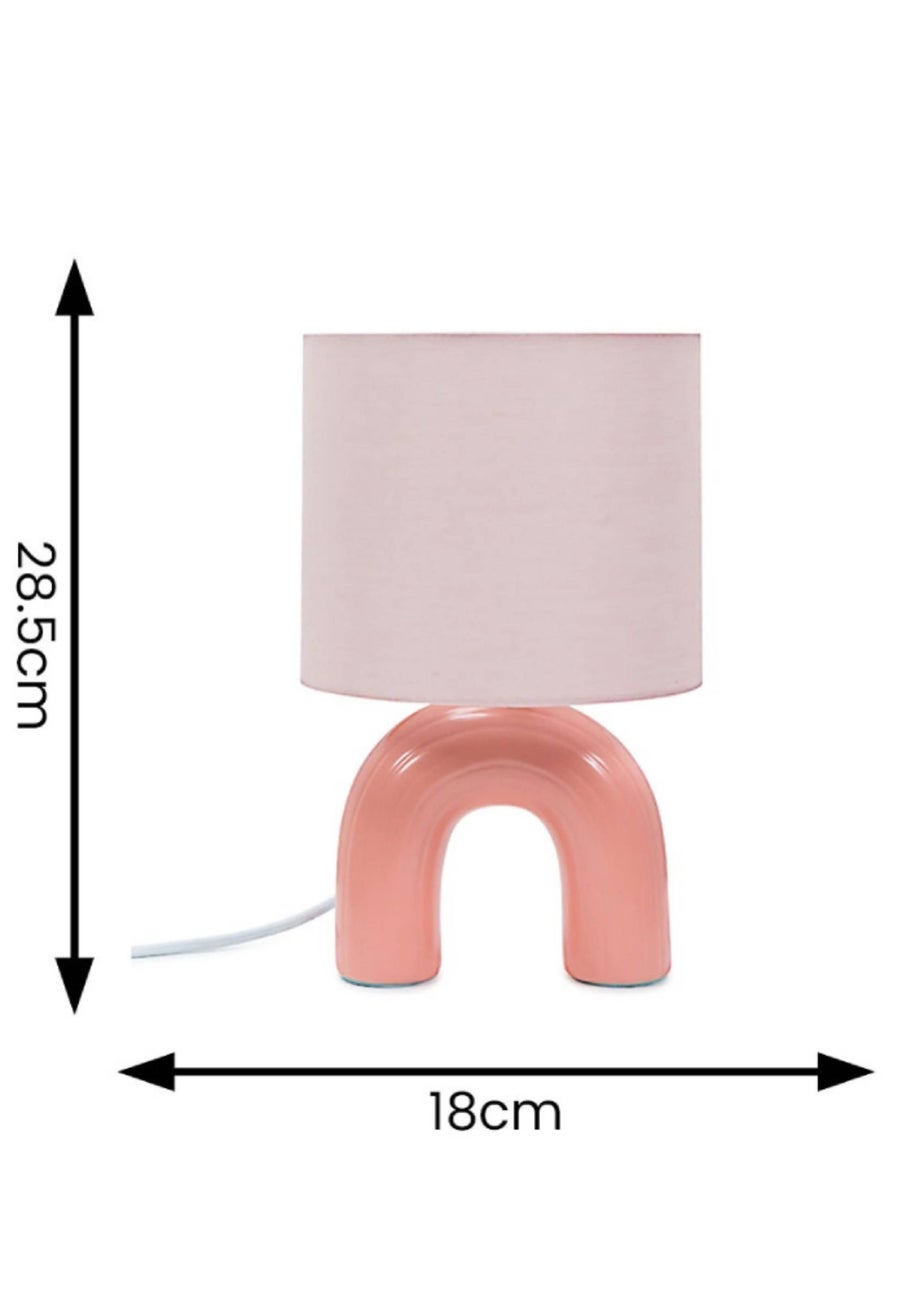ValueLights Arched Pink Table Lamp (28.5cm x 18cm x 18cm)