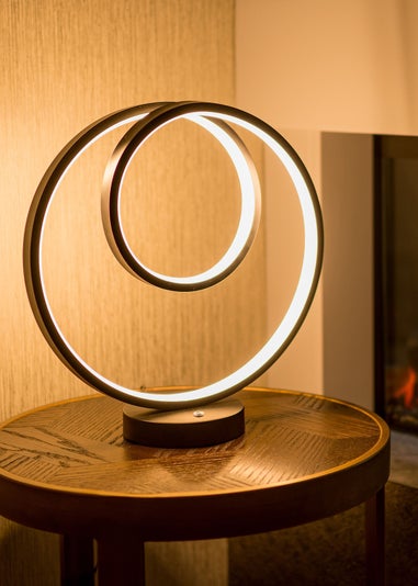 ValueLights Infinity Matt Black Loop Integrated LED Table Lamp (32cm x 30cm x 12cm)