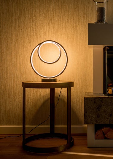 ValueLights Infinity Matt Black Loop Integrated LED Table Lamp (32cm x 30cm x 12cm)