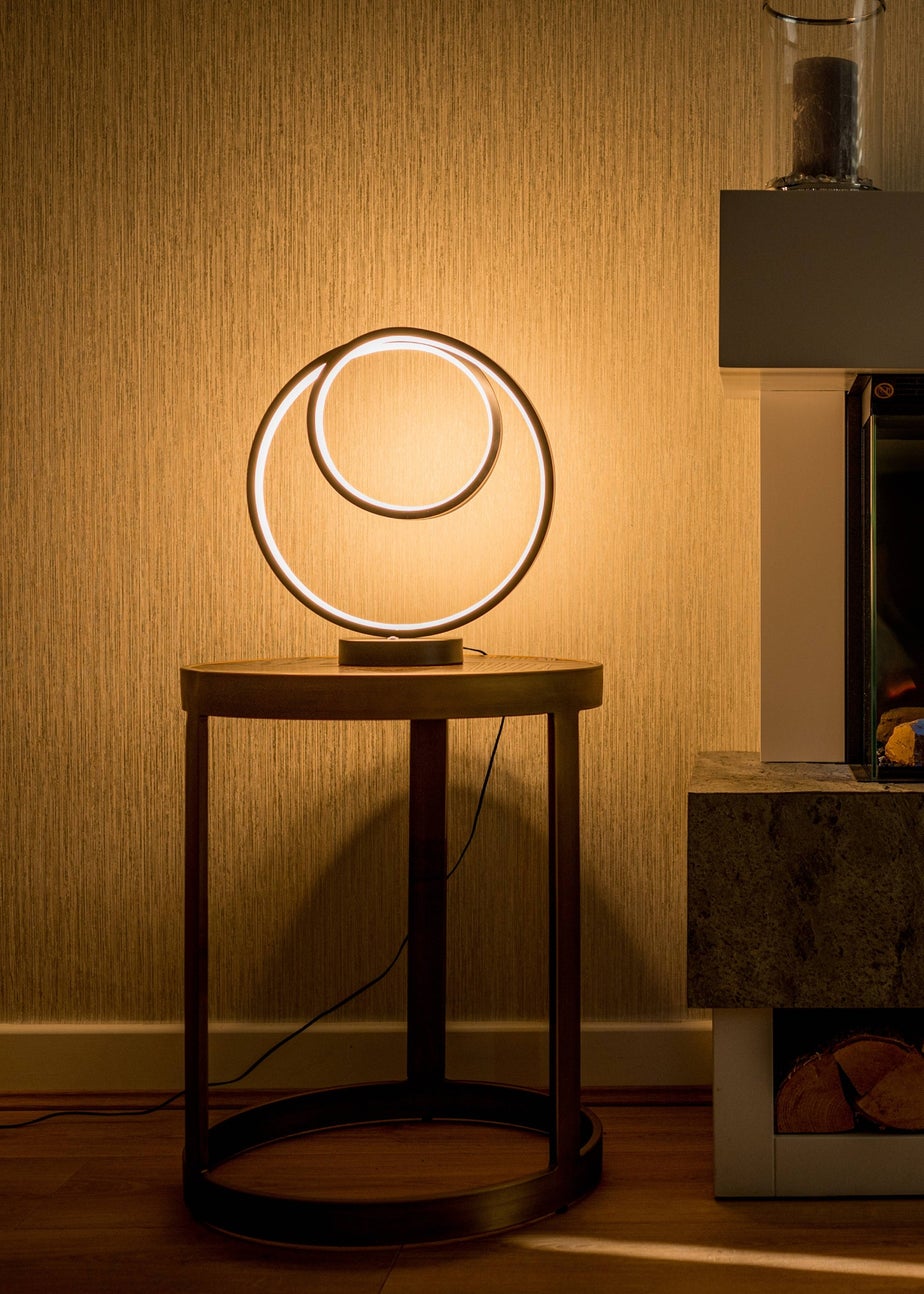 ValueLights Infinity Matt Black Loop Integrated LED Table Lamp (32cm x 30cm x 12cm)