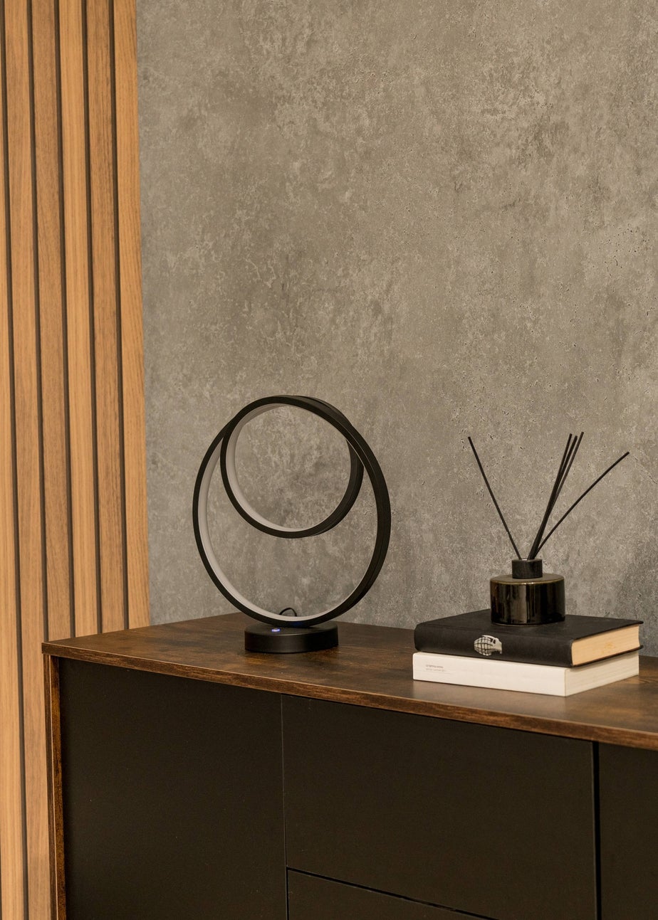 ValueLights Infinity Matt Black Loop Integrated LED Table Lamp (32cm x 30cm x 12cm)