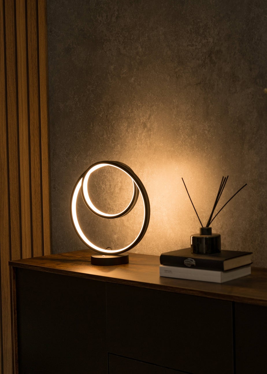 ValueLights Infinity Matt Black Loop Integrated LED Table Lamp (32cm x 30cm x 12cm)