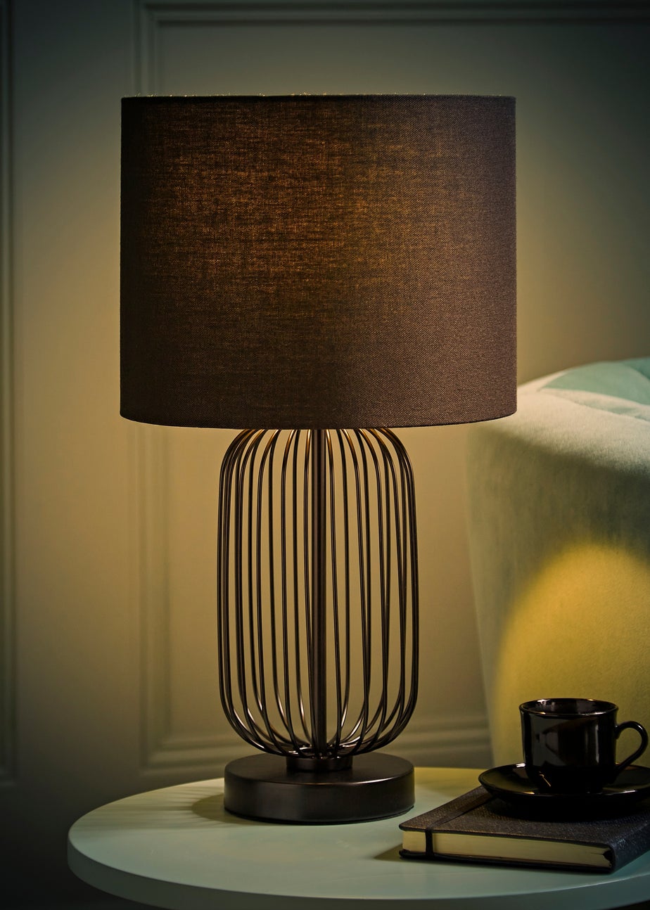ValueLights Gabbia Black Metal Table Lamp (44.5cm x 25cm x 25cm)