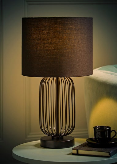 ValueLights Gabbia Black Metal Table Lamp (44.5cm x 25cm x 25cm)