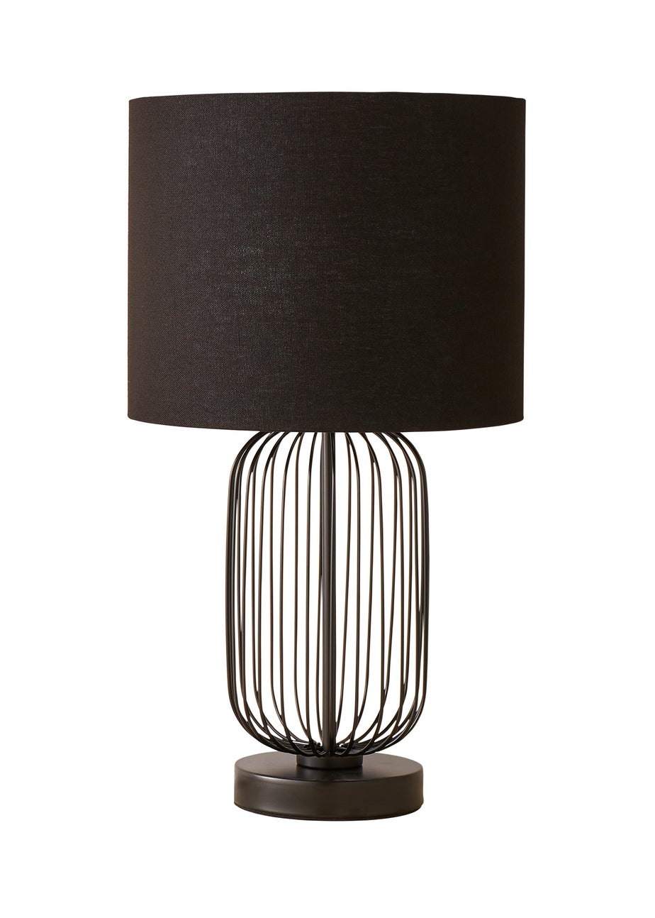 ValueLights Gabbia Black Metal Table Lamp (44.5cm x 25cm x 25cm)