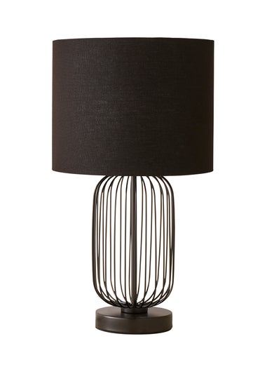 ValueLights Gabbia Black Metal Table Lamp (44.5cm x 25cm x 25cm)
