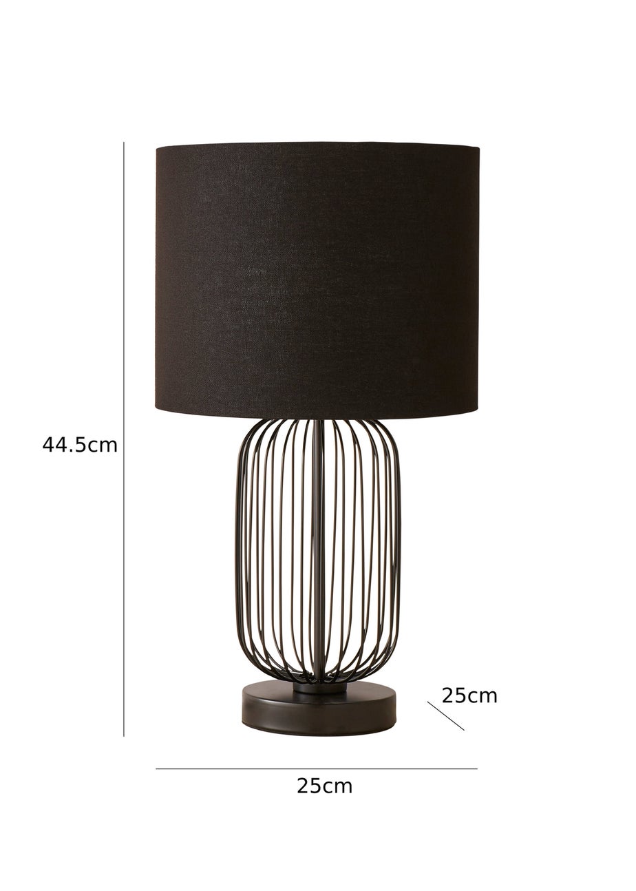 ValueLights Gabbia Black Metal Table Lamp (44.5cm x 25cm x 25cm)
