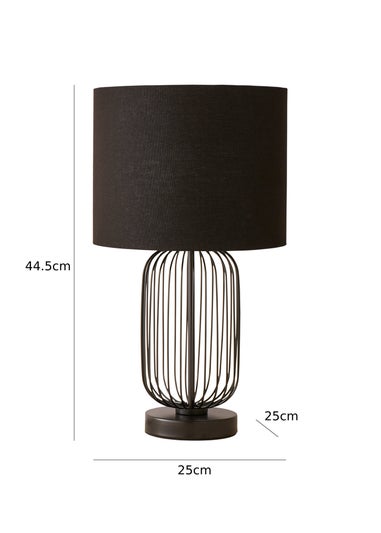 ValueLights Gabbia Black Metal Table Lamp (44.5cm x 25cm x 25cm)