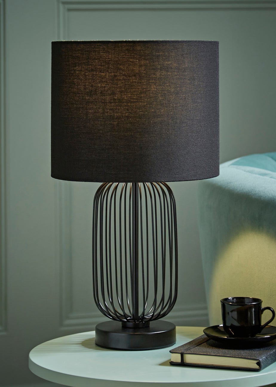 ValueLights Gabbia Black Metal Table Lamp (44.5cm x 25cm x 25cm)
