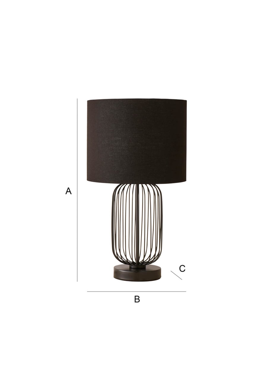 ValueLights Gabbia Black Metal Table Lamp (44.5cm x 25cm x 25cm)