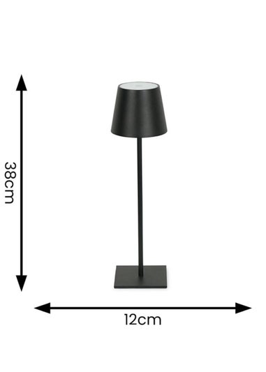 ValueLights Black Rechargeable Indoor/Outdoor Table Lamp (38cm x 12cm x 10.5cm)