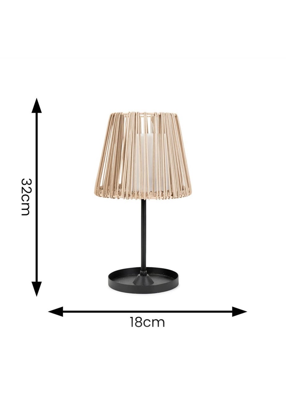 ValueLights Brown Rattan Solar Table Lamp (32cm x 18cm x 18cm)