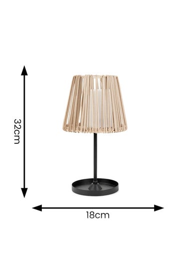 ValueLights Brown Rattan Solar Table Lamp (32cm x 18cm x 18cm)