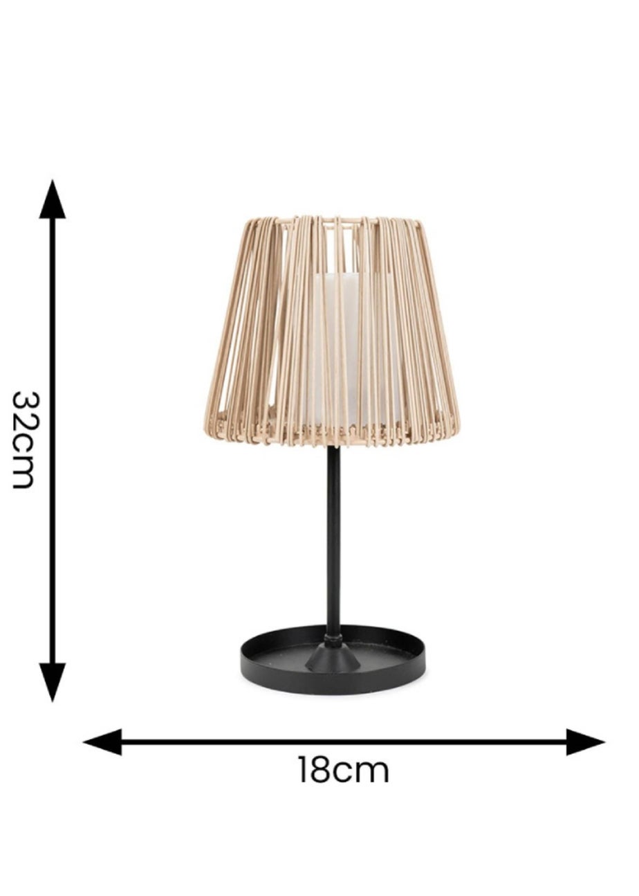 ValueLights Brown Rattan Solar Table Lamp (32cm x 18cm x 18cm)